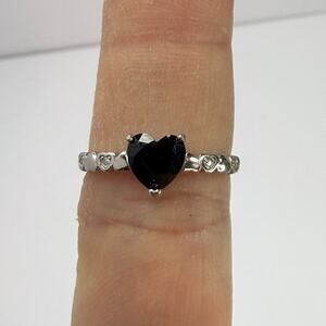 Black Spinel Heart Ring